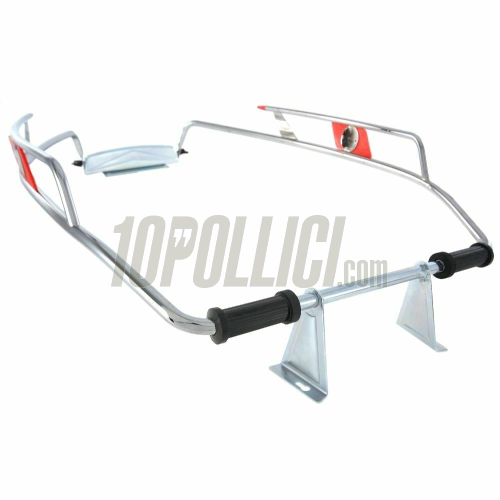 Crash bar sidepanel with foot rests CUPPINI for Vespa Sprint, GL, GT, Rally, 180 SS, chrome, red emblem
