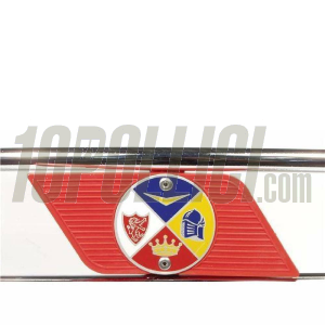 Crash bar sidepanel with foot rests CUPPINI for Vespa Sprint, GL, GT, Rally, 180 SS, chrome, red emblem