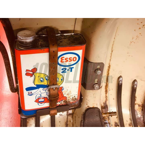 Oil can rack RUSTY FARTS Vespa Smallframe, Largeframe, Wideframe - untrated steel, legshield left
