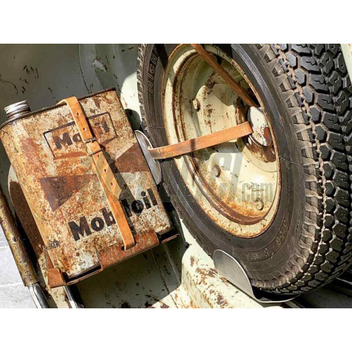 Oil can rack RUSTY FARTS Vespa Smallframe, Largeframe, Wideframe - untrated steel, legshield left