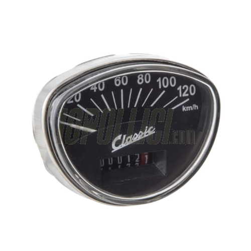 Speedometer SIP Classic Vespa 125 ET3, GTR, TS, Rally, Super, Sprint Veloce - 120 Km/h - nero