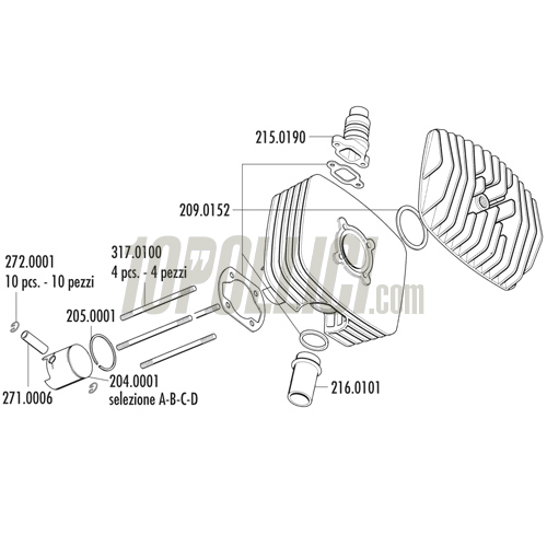 Cilinder kit POLINI d.48mm, stroke 42mm, Minarelli P6 - Fantic Motor