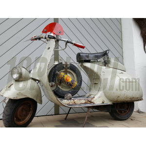 Spare wheel rack Vespa Largeframe, Wideframe with 8" closed rims - aluminium and leather
