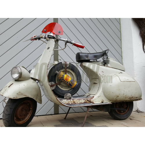 Spare wheel rack Vespa Largeframe, Wideframe with 8" closed rims - aluminium and leather