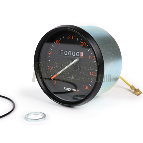 Speedometer BGM PRO Vespa PX 125, 150, 200, black ring, 160 Km/h