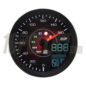 Speedometer rev counter SIP TACHO KARACHO for Vespa PX Arcobaleno, '98, MY, '11, 16.000rpm, face: black