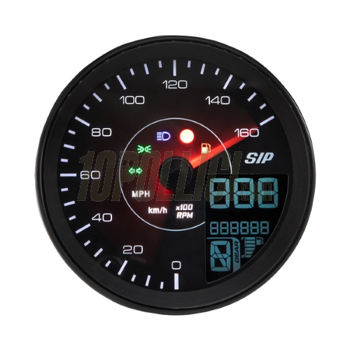 Speedometer rev counter SIP TACHO KARACHO for Vespa PX Arcobaleno, '98, MY, '11, 16.000rpm, face: black