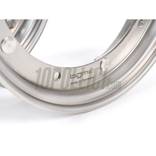 Stainless steel wheel rims couple 2.10-10 decomposable BGM PROO Vespa 50 Special, 125 ET3 Primavera, Sprint, GT, GL, TS, Rally, PX, PK, T5 