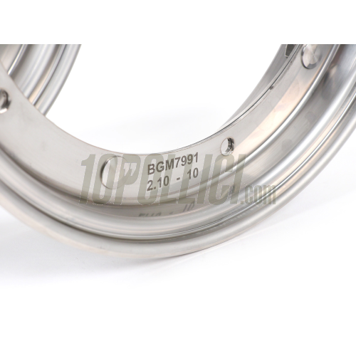 Stainless steel wheel rims couple 2.10-10 decomposable BGM PROO Vespa 50 Special, 125 ET3 Primavera, Sprint, GT, GL, TS, Rally, PX, PK, T5 