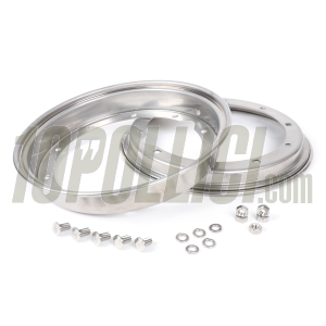 Stainless steel wheel rims couple 2.10-10 decomposable BGM PROO Vespa 50 Special, 125 ET3 Primavera, Sprint, GT, GL, TS, Rally, PX, PK, T5 
