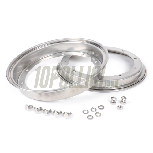 Stainless steel wheel rims couple 2.10-10 decomposable BGM PROO Vespa 50 Special, 125 ET3 Primavera, Sprint, GT, GL, TS, Rally, PX, PK, T5 