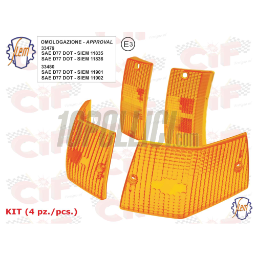 Blinker lenses SIEM, front and rear, Vespa PX, MY - orange, 4 pcs