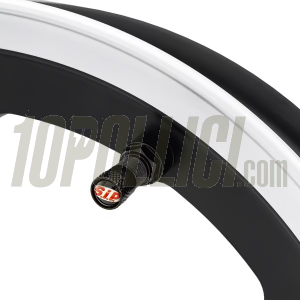 Cerchio in lega tubeless MY SIP 2.10-10 Vespa 50, 125 ET3 Primavera, PK, PX, T5 - nero e alluminio lucido