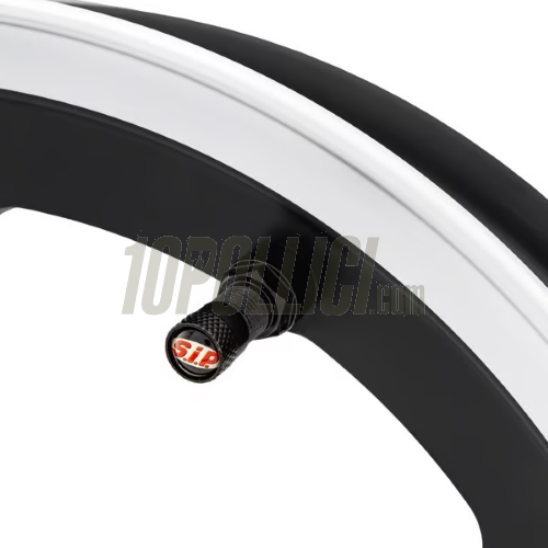 Cerchio in lega tubeless MY SIP 2.10-10 Vespa 50, 125 ET3 Primavera, PK, PX, T5 - nero e alluminio lucido