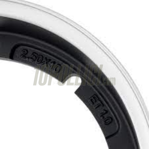 Alloy wheel rim SIP 2.0 black with polished edge 2.50-10 Tubeless