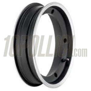 Alloy wheel rim SIP 2.0 black with polished edge 2.50-10 Tubeless