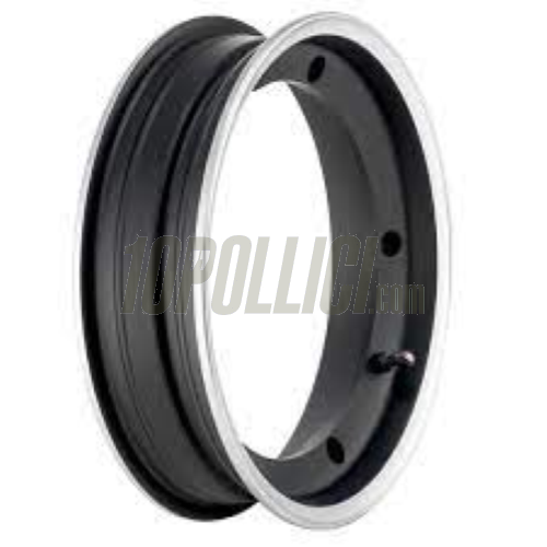 Alloy wheel rim SIP 2.0 black with polished edge 2.50-10 Tubeless