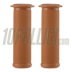 Grips Antique Vespa 50, 90, 125 Primavera, VNB1-2, GT, 150 GL, Super, Sprint, Rally, 180 SS - brown RAL 8002, rectangular logo, Ø 24mm
