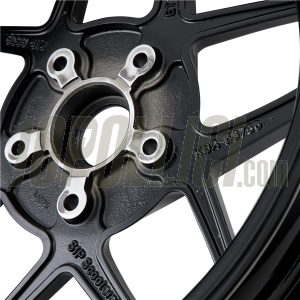 Cerchio in lega SIP MKII anteriore e posteriore per Vespa 125-300cc GTS, GTS Super, GTV, GT 60, GT, GT L, 3.00-12", nero opaco ed alluminio lucido