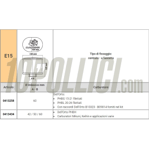 Racing air filter RED FILTER MALOSSI E15 Ø 60 streight for PHBG 15-21, PHBL 20-26 carburetors