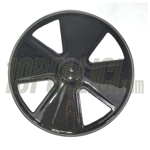 Hub cap "4 Spokes" for open 10" rim TOMAS COMPOSITI Vespa  50, Primavera, ET3, PK GT, Sprint, GL, GS, 180 SS, Sprint V, Rally, TS, PX, PE, Lusso, T5, LML - CARBON FIBER