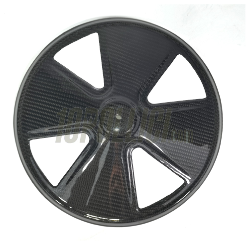 Hub cap "4 Spokes" for open 10" rim TOMAS COMPOSITI Vespa  50, Primavera, ET3, PK GT, Sprint, GL, GS, 180 SS, Sprint V, Rally, TS, PX, PE, Lusso, T5, LML - CARBON FIBER
