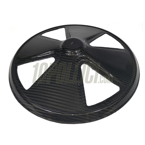 Hub cap "4 Spokes" for open 10" rim TOMAS COMPOSITI Vespa  50, Primavera, ET3, PK GT, Sprint, GL, GS, 180 SS, Sprint V, Rally, TS, PX, PE, Lusso, T5, LML - CARBON FIBER