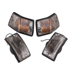 KIT frecce omologate SIP per Vespa PX, anteriore e posteriore, vetro trasparente, supporto nero, lampadine incluse