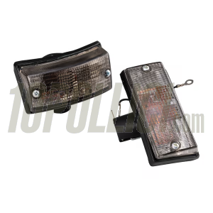 Blinkers set, homologated, SIP for Vespa PX, front & rear, clear glass optics, black casing, bulbs included