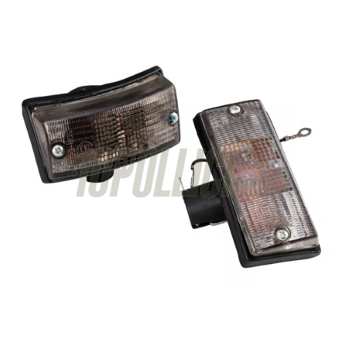 Blinkers set, homologated, SIP for Vespa PX, front & rear, clear glass optics, black casing, bulbs included