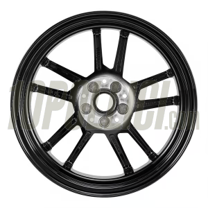 Cerchio in lega SIP MK IV anteriore e posteriore per Vespa 125-300cc GTS, GTS Super, GTV, GT 60, GT, GT L, 3.00-13", ET20, 5x86, nero lucido con raggi alluminio lucido