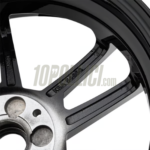 Cerchio in lega SIP MK IV anteriore e posteriore per Vespa 125-300cc GTS, GTS Super, GTV, GT 60, GT, GT L, 3.00-13", ET20, 5x86, nero lucido con raggi alluminio lucido