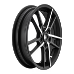 Rim SIP MK IV front and rear for Vespa 125-300cc GTS, GTS Super, GTV, GT 60, GT, GT L, 3.00-13", ET20, 5x86, gloss black  with polished aluminium spokes