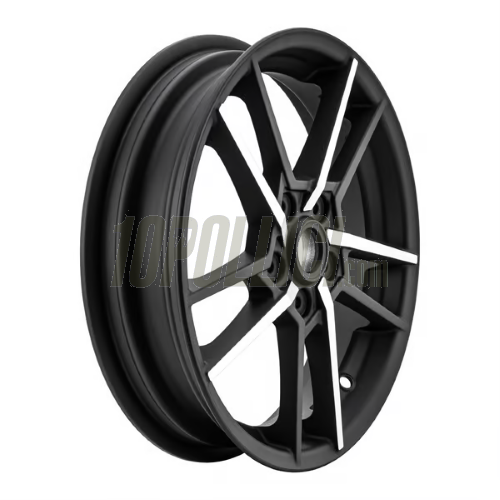 Cerchio in lega SIP MK IV anteriore e posteriore per Vespa 125-300cc GTS, GTS Super, GTV, GT 60, GT, GT L, 3.00-13", ET20, 5x86, nero lucido con raggi alluminio lucido