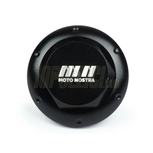 Oil drain plug -MOTO NOSTRA, CNC, black shiny- all Piaggio Leader 125-200cc, LEM 125-150cc, HE 125-150cc, IGET 125-150cc, Quasar/HPE 250-300cc, Master 400-500cc