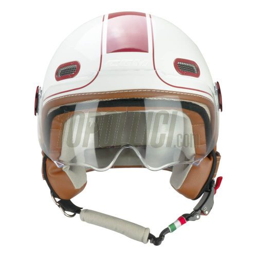 Helmet CGM 191V PIX VINTAGE White Burgundy - shaped visor - L