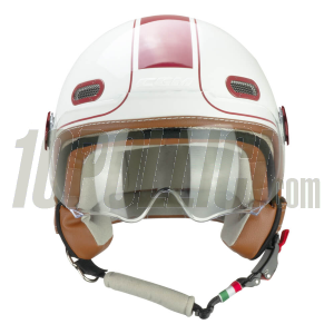 Casco jet CGM 191V PIX VINTAGE Bianco Bordeaux - visiera sagomata - S