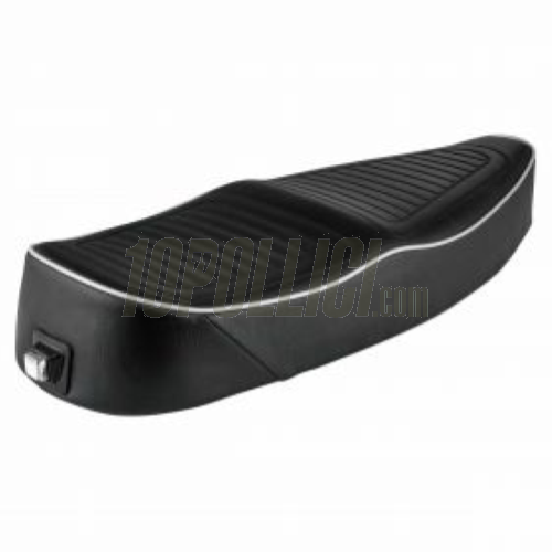 Sella sportiva per Vespa VNA, VNB, GT, GTR, TS, VBA, VBB, GL, Sprint, Super, Sprint Veloce, PX, PE - nero con bordino grigio