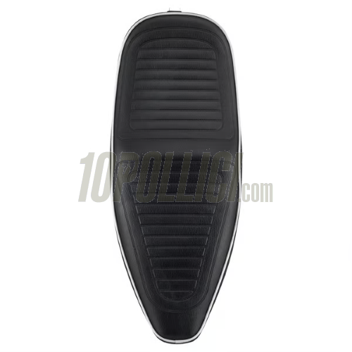 Sella sportiva per Vespa VNA, VNB, GT, GTR, TS, VBA, VBB, GL, Sprint, Super, Sprint Veloce, PX, PE - nero con bordino grigio