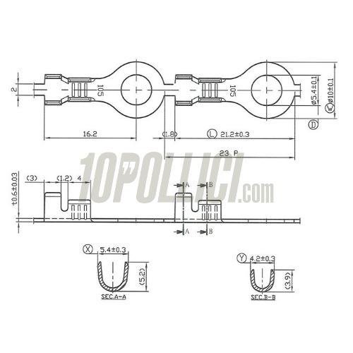 Terminal connector, eyelet, Ø= 5.7mm - 10 pz