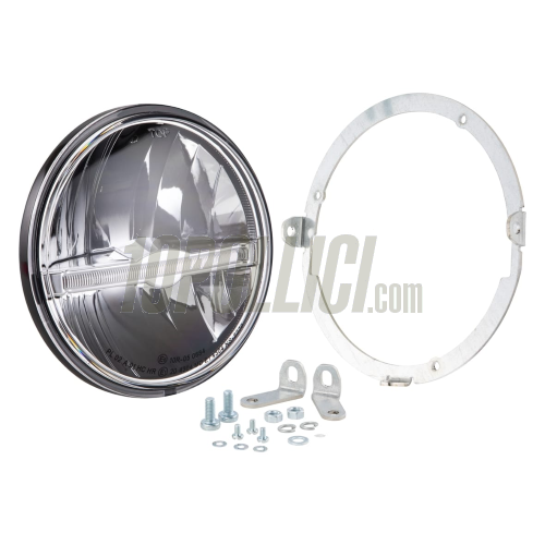Fanale anteriore SIP PERFORMANCE LED per Vespa PX, PE, Lusso, `98, MY, `11, LML Star 125-200 2T, 4T, Ø 143 mm, 12V DC, con marchio di omologazione E. Adatta anche a Vespa Sprint Veloce, GTR, TS, Rally 180-200.