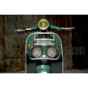 Front luggage carrier with headlights CUPPINI for Vespa 50, Special, 90, 125 ET3 Primavera, 125 Sprint, GT, Super, 150 GT, GTR, GL, 180-200 Rally, 180 SS, black