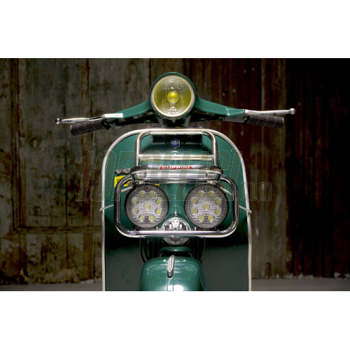 Front luggage carrier with headlights CUPPINI for Vespa 50, Special, 90, 125 ET3 Primavera, 125 Sprint, GT, Super, 150 GT, GTR, GL, 180-200 Rally, 180 SS, black