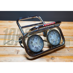 Front luggage carrier with headlights CUPPINI for Vespa 50, Special, 90, 125 ET3 Primavera, 125 Sprint, GT, Super, 150 GT, GTR, GL, 180-200 Rally, 180 SS, chrome