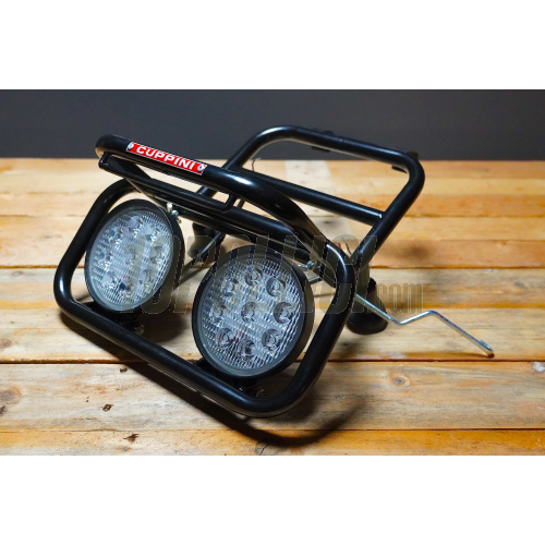 Front luggage carrier with headlights CUPPINI for Vespa 50, Special, 90, 125 ET3 Primavera, 125 Sprint, GT, Super, 150 GT, GTR, GL, 180-200 Rally, 180 SS, black