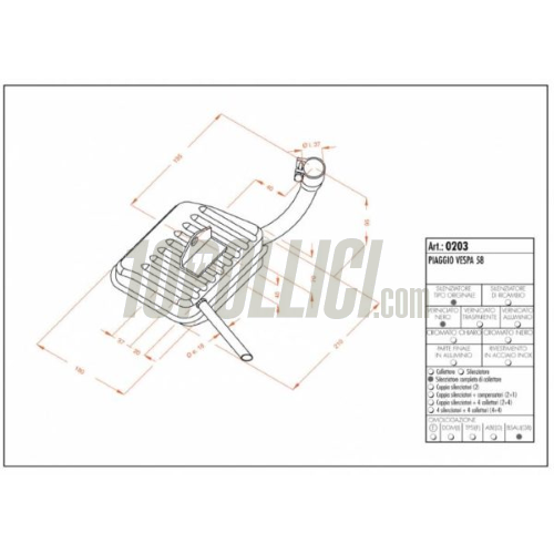 Exhaust SITO Vespa VNA, VNB, VBA, VBB