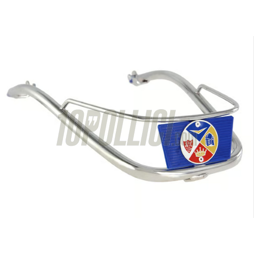 Bumper mudguard CUPPINI Vespa 125 GT, GTR, TS, 150 GL, Sprint, 180-200 Rally, chrome, blue emblem