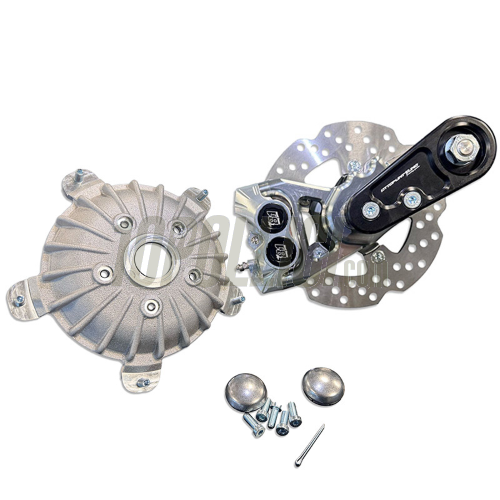 Front brake set OTTOPUNTOUNO New Era caliper for Vespa Smallframe - black caliper and axle seating