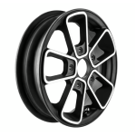Cerchio in lega SIP SERIES PORDOI anteriore  per Vespa ET2, E 50-150T e Piaggio Zip SP,  2.50-10", nero e argento