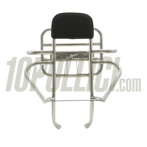 Rear luggage carrier COMFORT for Vespa PX, PE, with rest, with spare wheel holder - chrome